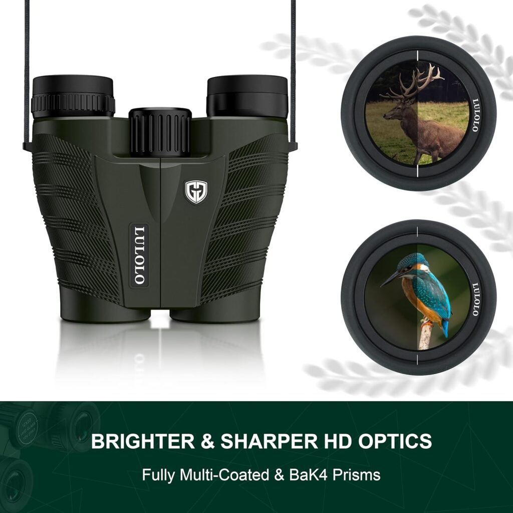 12x30 Compact HD Binoculars for Adults High Powered - Large View Binoculars with Clear Low Light Vision - Super Bright Lightweight  Waterproof Binoculars for Bird Watching Travel Hunting Cruise