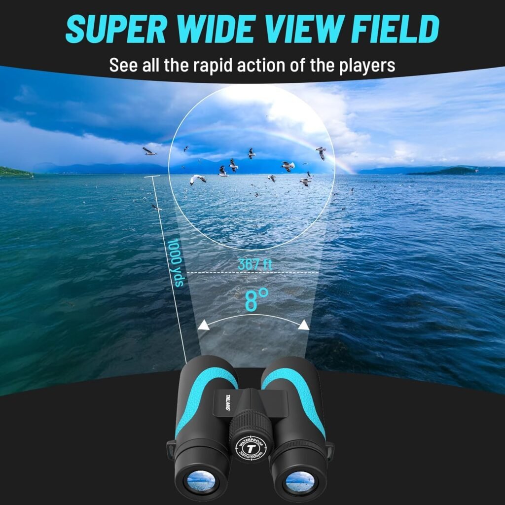 15x55 HD Binoculars for Adults High Powered,8° Wide Angle Binoculars,367/1000yds,BAK4 Prism FMC Lens,IPX7 Waterproof Binoculars for Bird Watching Hiking Travel Sports with Phone Adapter(Blue)