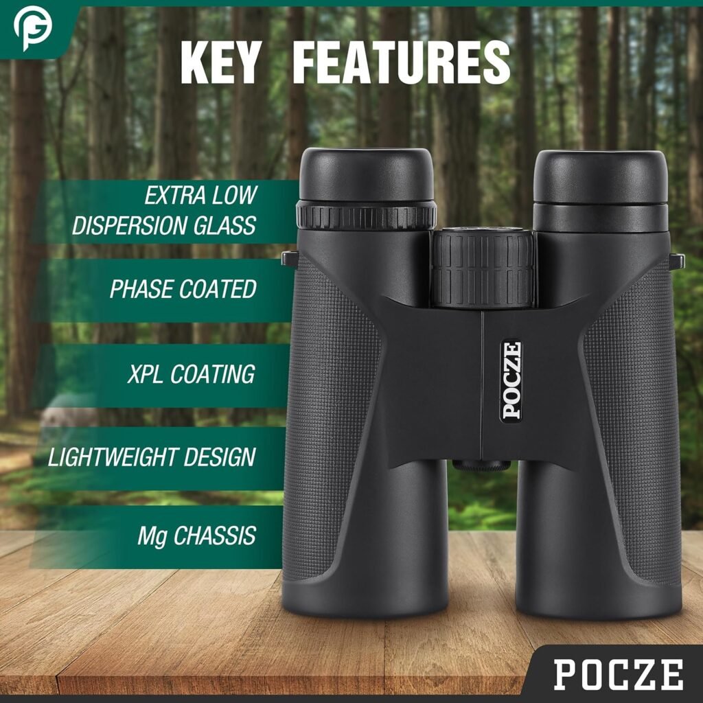 Binoculars for Adults, 12x42 Waterproof and Durable Binoculars with Multi-Coated Optics and Protective Rubber Armor, Lightweight Binocular for Bird Watching, Outdoor Sports, Hunting, Travel